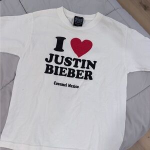 Y2K I Love Justin Bieber Baby Tee